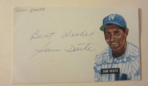 Sam Dente (d. 2002) Autographed 3X5 Index Card MLB Baseball Washington Senators - Picture 1 of 2