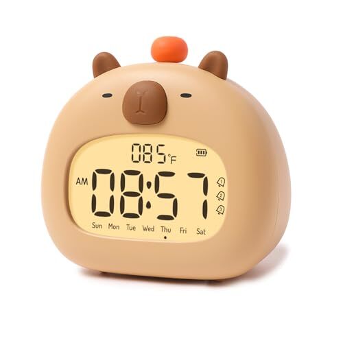 Cordless Alarm Clocks for Bedrooms, Simple Digital Clock with Loud Capybara - Picture 2 of 8