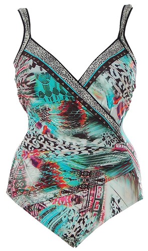 Class International Damen Bauchweg Badeanzug Wickel Optik Bunt 40 Cup D J1722 - Bild 1 von 2