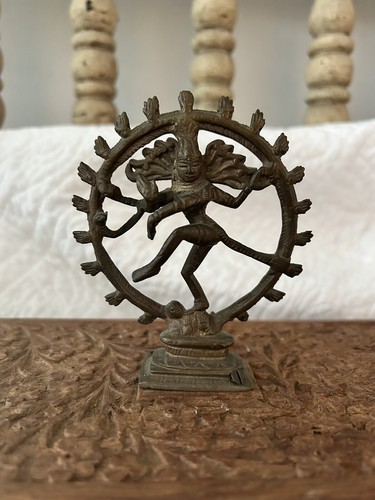 NATARAJA STATUE Tanzende Shiva Skulptur AUF VERZIERTER TEAKHOLZKISTE **UNIKAT** - Bild 2 von 20