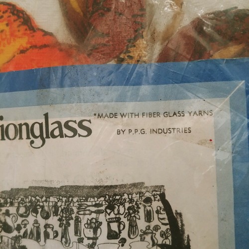 NOS Vintage Fiberglass Glass Yarns Cafe Curtain Set Fruit Bamboo Matching Rings - Picture 11 of 11