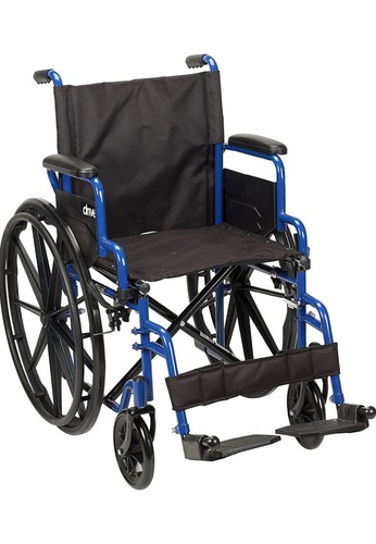 NIB Drive Medical Streak Wheelchair w/ Flip Back Desk Arms Swing Away Blue Footr - Picture 1 of 6