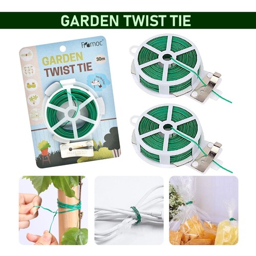 Kitchen Bag Gardening Plant Green Twist Tie Wire Roll With Cutter Strapping 30m - Picture 11 of 18