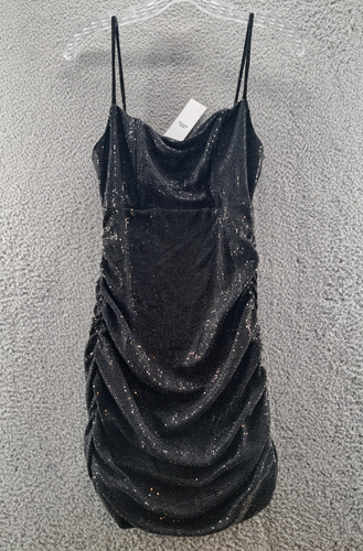 Urban Outfitters Mini Sequin Dress Womens Medium Blk Stretch Cocktail Party NWT - Picture 1 of 13