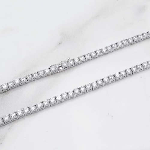 20 Ct Round Cut Lab-Created Diamond Tennis Necklace 14K White Gold Plated 18" - Picture 3 of 9
