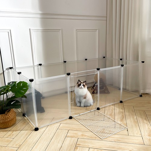 8 10 12 Panels Dog Pet Playpen Exercise Rabbit Fence Transparent Clear Enclosure - Picture 28 of 31