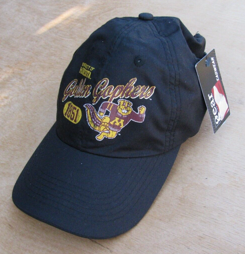 NEW MENS BLACK MINNESOTA GOLDEN GOPHERS LOGO HAT CAP ADJUSTABLE RELAXED FIT 1851 - Picture 2 of 5