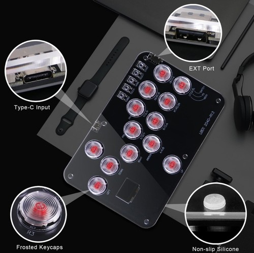 Teclado Juego Arcade Stick R13, Controlador Sin Palanca con Turbo y RGB Personalizado - Imagen 5 de 6