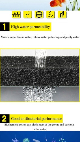 Aquarium Fish Tank Bio Sponge Filter Foam Pad Biochemical Cotton Media S M L XL - Picture 9 of 16
