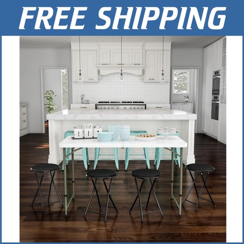 Set of 4 Heavy-Duty 18-Inch Folding Bar Stools - 225lb Capacity, Compact Design - Picture 1 of 12