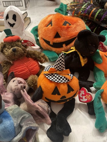 Lot Of 20 Vintage Halloween, Beanie Baby Ghosts Cats Skulls - Picture 4 of 10