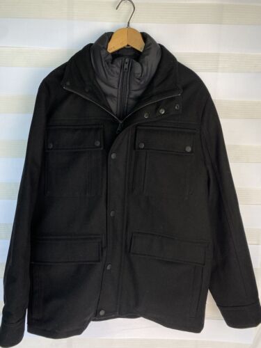 Guess Men’s Water Repellent Jacket With Zip Out Quilted Puffer Bib Size Medium - Picture 3 of 16