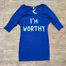 NWT Catherine Malandrino + Mary J. Blige Shirt Size S "I'm Worthy" Blue/White