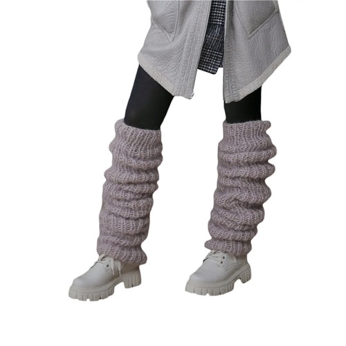 Women Winter Leg Warmers Knitted Ballet Yoga Dance Warm Knee Long Casual Socks - Picture 12 of 20