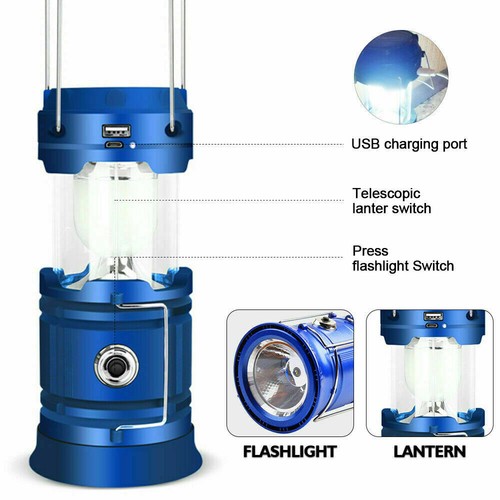 USB Solar LED Light Rechargeable Flashlight Lantern Camping Lamp - Picture 3 of 3