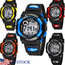 Kids Watch Sport Waterproof Wristwatch LED Alarm Digital Stopwatch Santa Gifts