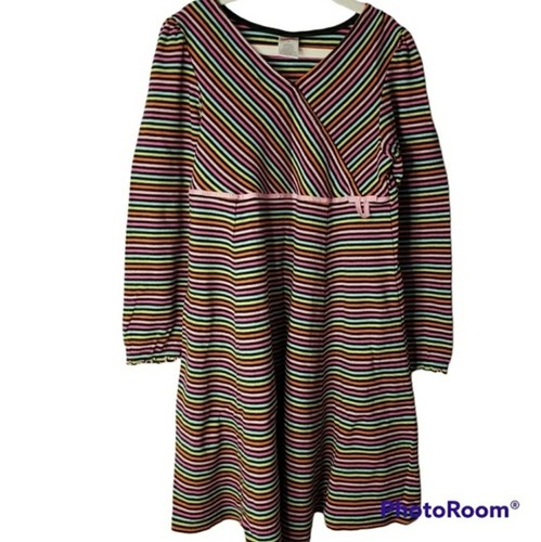 Gymboree Girls Dress Long Sleeve V Neck Striped Size 9 - Picture 1 of 12