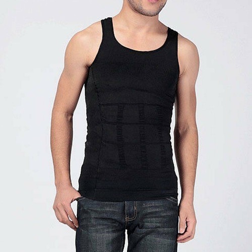 Elastic Mens Abdomen Compression Vest Tops Body Shaper Slimming Corset T-Shirt - Picture 12 of 35