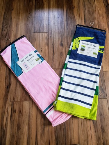 NWT Lacoste Beach Towel Set Of 2 Brand New 36" x 72"