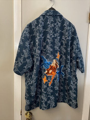 Defying Conventional Concepts DCC Retro Pinup Mens Shirt Short Sleeve Blue XL - Picture 5 of 7