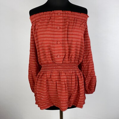 Lane Bryant Womens 18 / 20 Plus Size Off The Shoulder Top Elastic Waist Sleeves
