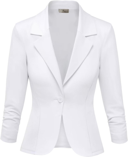 Women'S Lightweight Casual Work Office Stretch Ponte Cardigan Blazer Jacket Made - Picture 10 of 12
