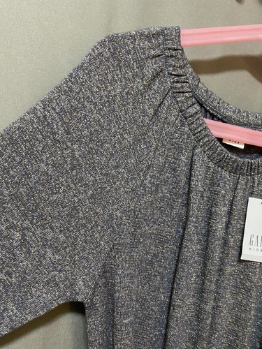 NWT GAP Girls Long Sleeve Elastic Waist Knit Jumpsuit Size M (8-9) Gray/Metallic - Picture 6 of 15