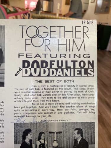 Bob Fulton Bob Daniels SIGNED Together For Him Gospel LP Command LP5013 VG - Picture 7 of 15