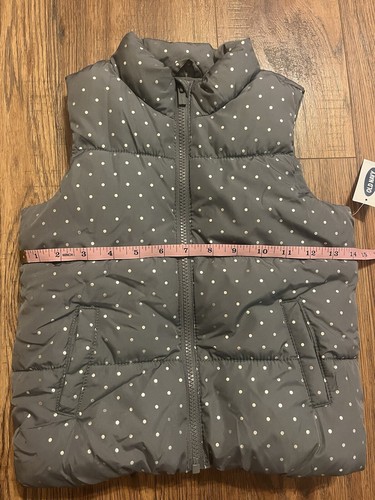 Gray polka dot toddler girl sleeveless puffer vest 5T Old Navy - Picture 6 of 7