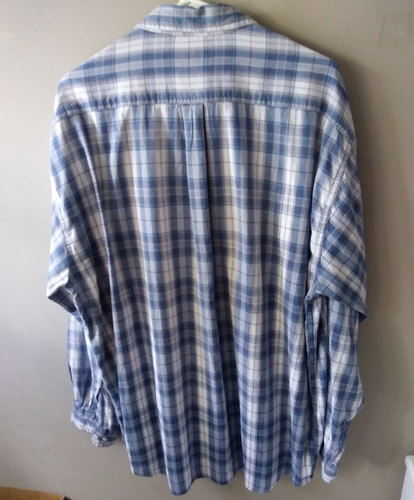St Johns Bay Shirt Mens XLT Blue White Plaid Button Down Classic Fit Vintage 90s - Picture 4 of 5