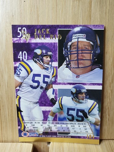 JACK DEL RIO🏆1994 Fleer Ultra VIKINGS #184 NFL Trading Card🏆 - Bild 2 von 2