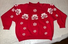 vtg Spumoni Franko Christmas Bear Snowflake AOP small red sweatshirt sweater