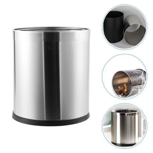 Waste Paper Bin Trash Can Stainless Steel Office Kitchen Garbage - Picture 5 of 12