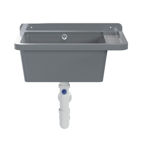 QLS Ausgussbecken 50x34 cm aus Kunststoff mit Siphon Grau Garage Werkstatt - Bild 8 von 56