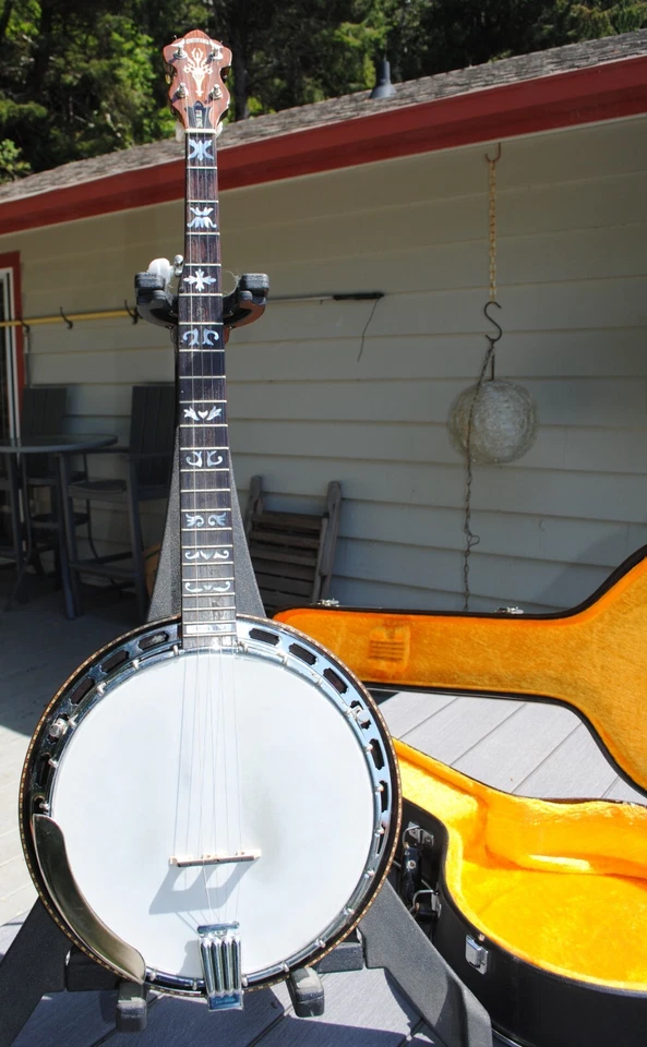 Vtg Alvarez Denver Belle Fancy 5 string banjo Hard Case Japan 1970's Top of Line - Image 2 of 4