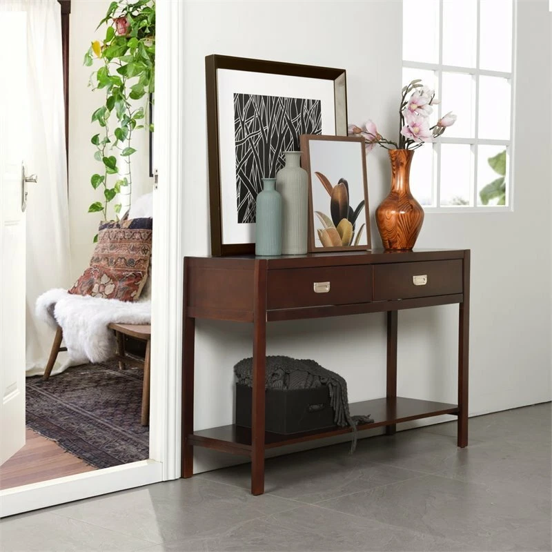 Espresso wood clearance console table