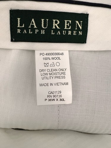 Polo Ralph Lauren Dress Wool Creased Front Tan Cuffed Slacks Size 36"W x 30"L - Picture 7 of 7