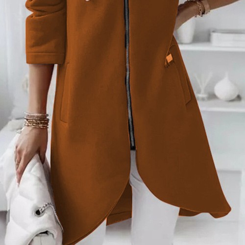 Women's Hooded Plain Zipper Long Tops Ladies Hooded Sweatshirt Jacket Coat Tops - Picture 7 of 32