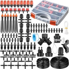 280 Pcs Drip Irrigation Kit, 147FT Garden Watering System 1/2 1/4 in Distribu...