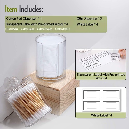 Pcs, Acrylic Qtip Holder Dispenser for Cotton Ball, Cotton Swab, Cotton Round P - Picture 3 of 6