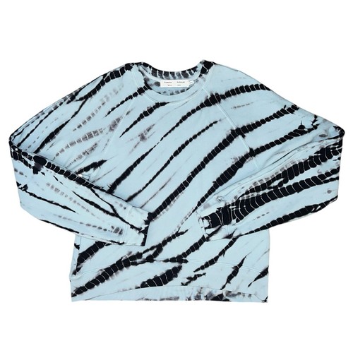 Damen-Sweatshirt Proenza Schouler White Label blau Batik Rundhalsausschnitt Large USA