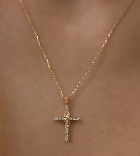 Natural Pave Diamond Designer Cross Necklace 925 Sterling Silver Pendant Gifts - Picture 4 of 4
