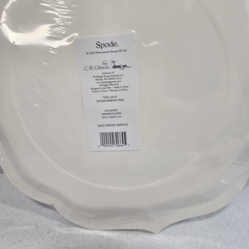 Spode Christmas Dinner Ribbon Tree 8 Coated Paper Plates 10.5" Sealed - Picture 4 of 5