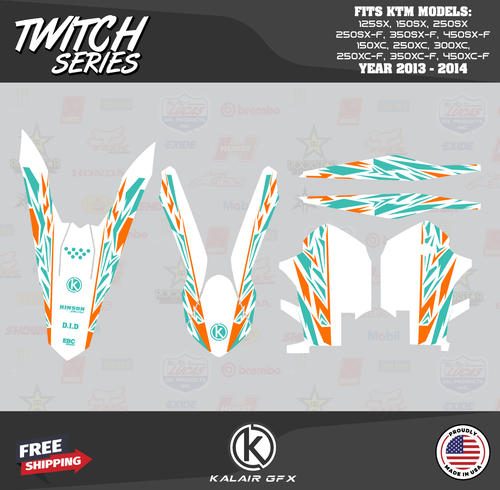 Graphics Kit for KTM 250XC-F, 350XC-F, 450XC-F (2013-2014) Twitch-Teal - Picture 4 of 6