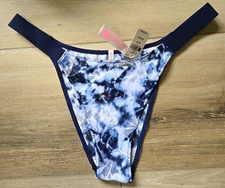 NWT Victoria's Secret PINK Blue White Tie-Dye Sheer Mesh Brazilian Panties M