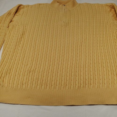 Pendleton Sweater Men's Large Yellow 1/4 Zip Cable Knit Pullover Pima Cotton - Picture 4 of 14