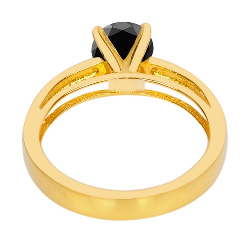 2.00Ct Round Shape Natural Jet Black Diamond Solitaire Ring In 14KT Yellow Gold - Picture 3 of 6