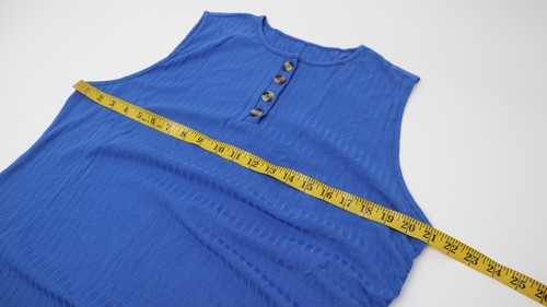 Damen Ärmellose Shirts Tank Tops Rundhals Rippstrick Weste Knopfleiste XXL Blau - Bild 11 von 15