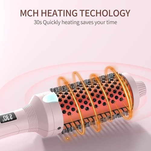 K&K Thermal Brush LED Display Ceramic Curling Iron Brush 45 mm Hot Hair Volumize - Picture 3 of 16