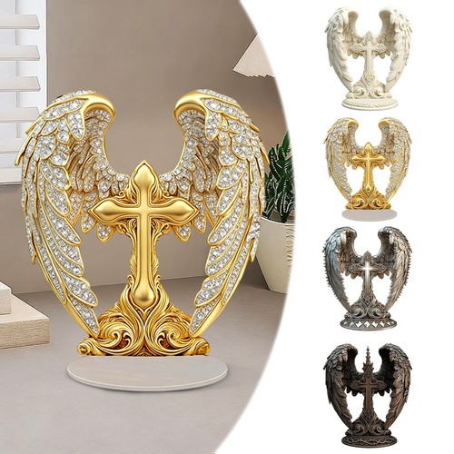 Gorgeous Angel Wings Cross Decoration, Finely Detailed Wings Gracefully Wrap  - Bild 1 von 18